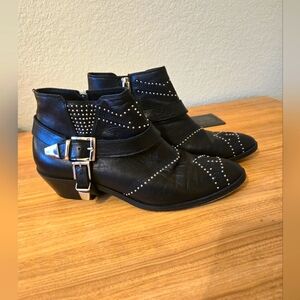 Anine Bing Black Studded Leather Ankle Boots 38/7.5